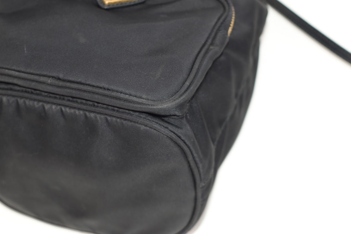 Prada Black Nylon Duet ONE Bucket Shoulder Bag 1BH038
