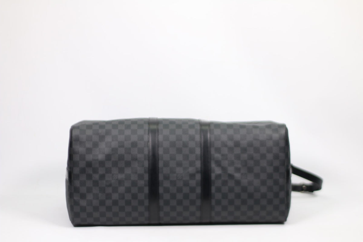 Louis Vuitton Black PVC Damier Graphite Keepall Bandouliere Travel 55 Shoulder Bag N41413