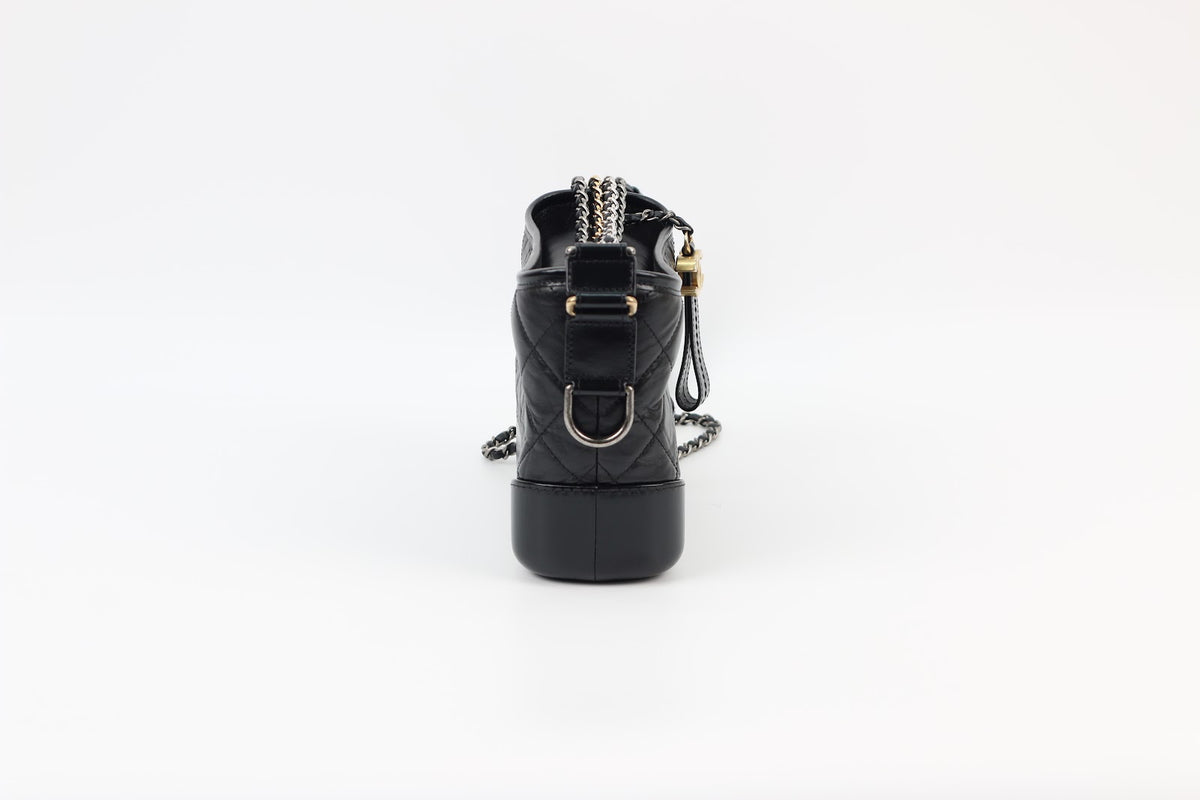 Chanel Black Calfskin Leather Gabrielle Hobo Small Crossbody Bag A91810