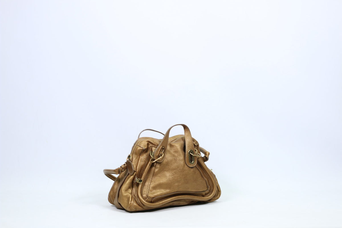 Chloé Gold Leather Paraty Medium Shoulder Bag 8HS891 (V322919)