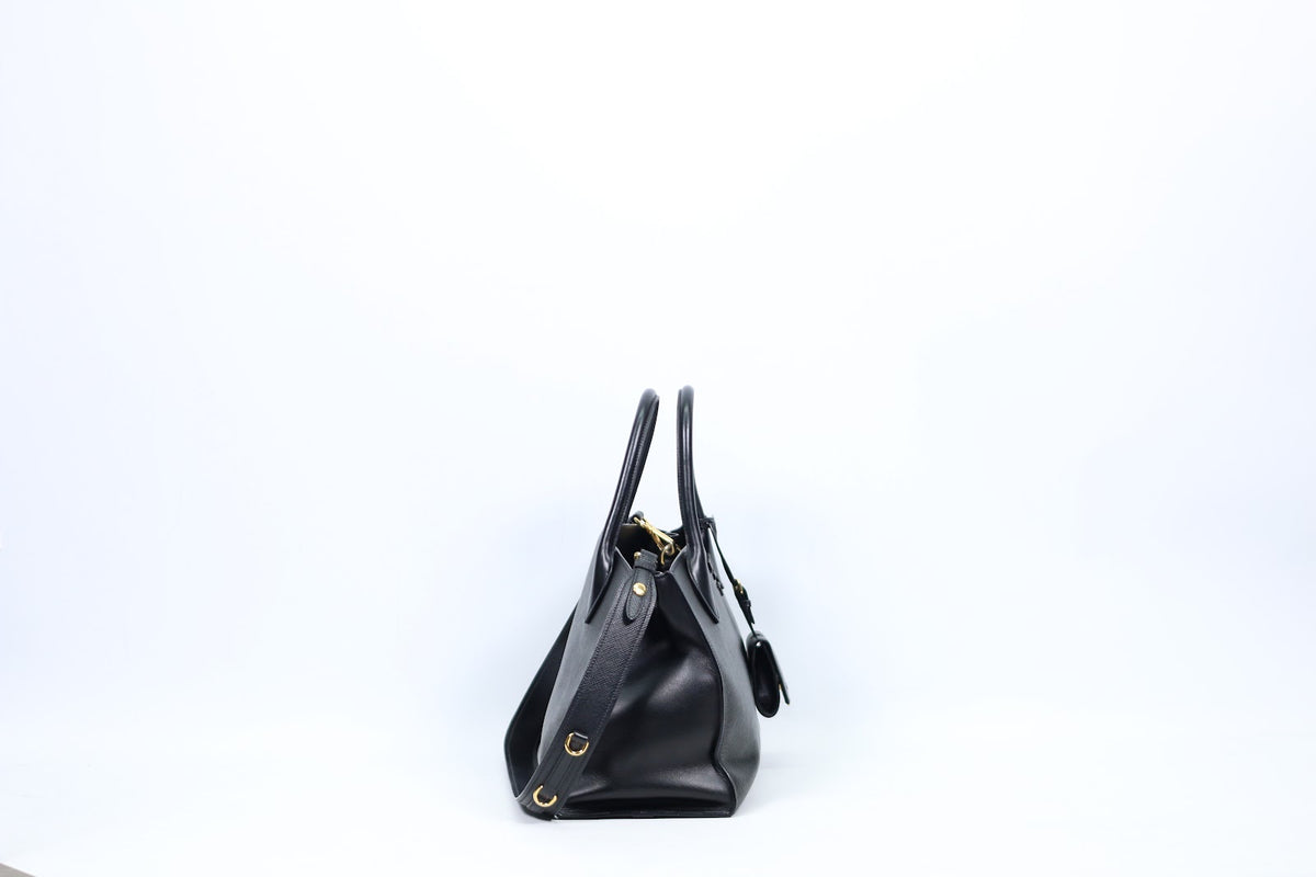 Prada Black Leather Saffiano Monochrome Small Shoulder Bag 1BA156