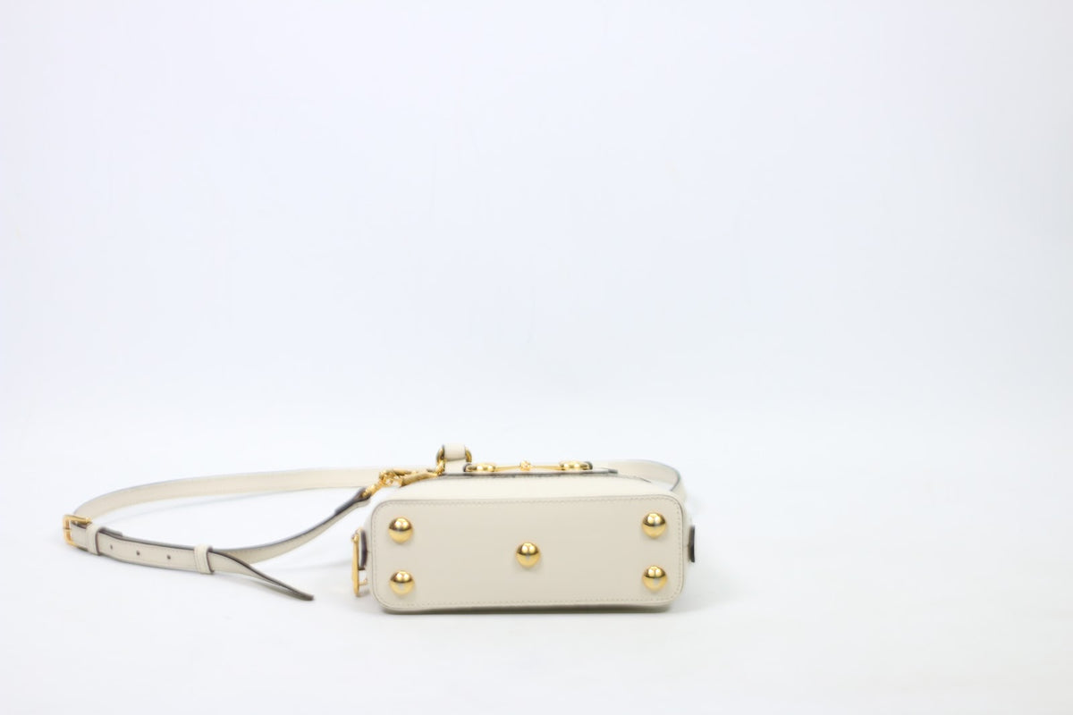 Gucci Ivory PVC GG Supreme Horsebit 1955 Mini Shoulder Bag 640716