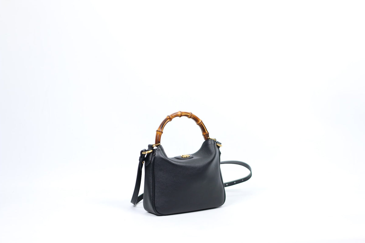 Gucci Black Leather Diana Bamboo Small Shoulder Bag 746251
