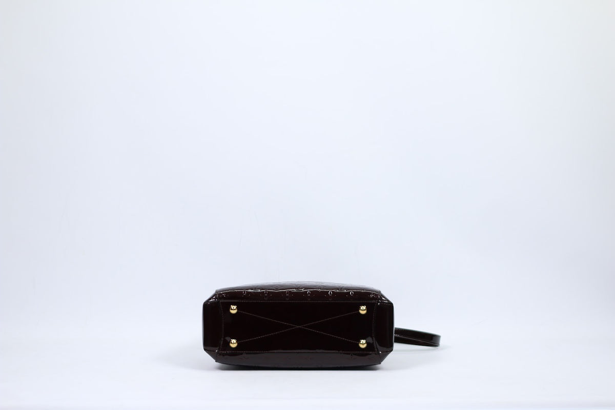 Louis Vuitton Brown Leather Vernis Patent Montaigne MM Shoulder Bag M50400