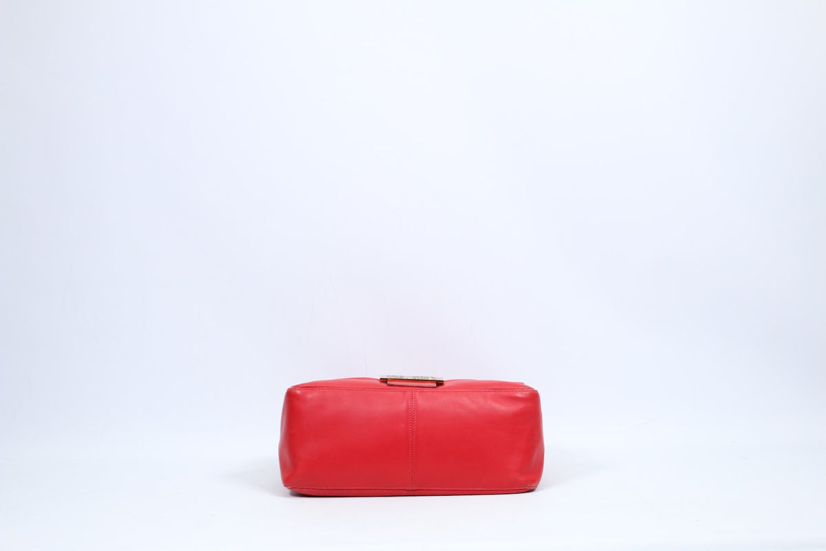 Fendi Red Leather FF Detail Metacrire Mamma Chain ONE Shoulder Bag 8BR638 (V9610904)