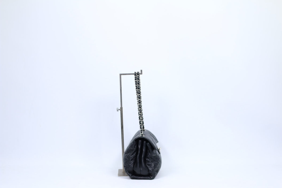 Chanel Black Lambskin Silver Flap ONE Shoulder Bag 20747726 (V3830917)