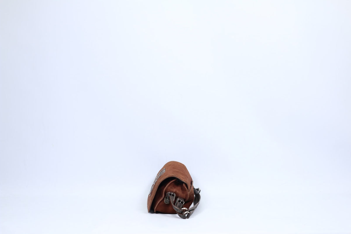 Loewe Brown Leather Suede Studded Logo ONE Shoulder Bag 050505 (V615905)