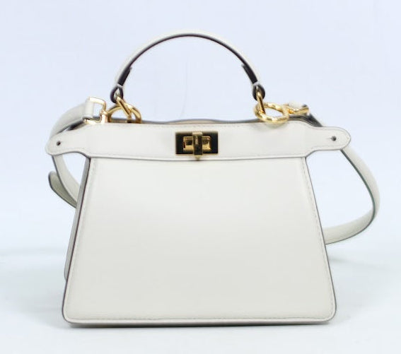Fendi White Leather Peekaboo ICU Mini Shoulder Bag 8BN335 (V9690902P)
