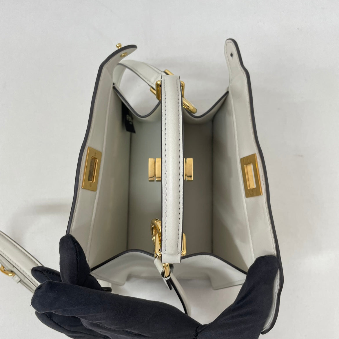 Fendi White Leather Peekaboo ICU Mini Shoulder Bag 8BN335 (V9690902P)