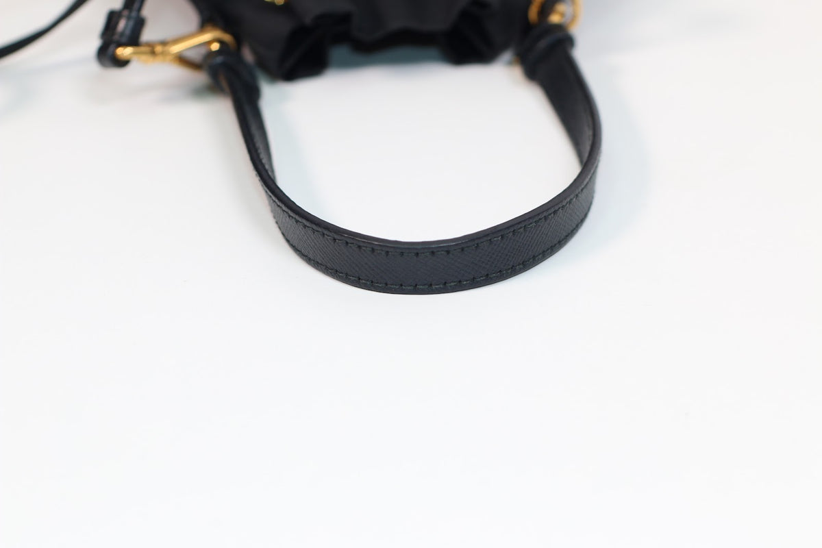 Prada Black Nylon Duet ONE Bucket Shoulder Bag 1BH038
