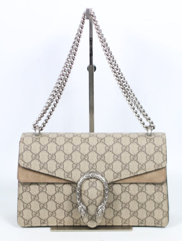 Gucci Brown PVC GG Dionysus Silver Chain Small Shoulder Bag 400249