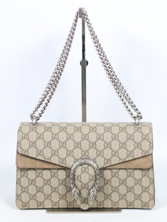 Gucci Brown PVC GG Dionysus Silver Chain Small Shoulder Bag 400249