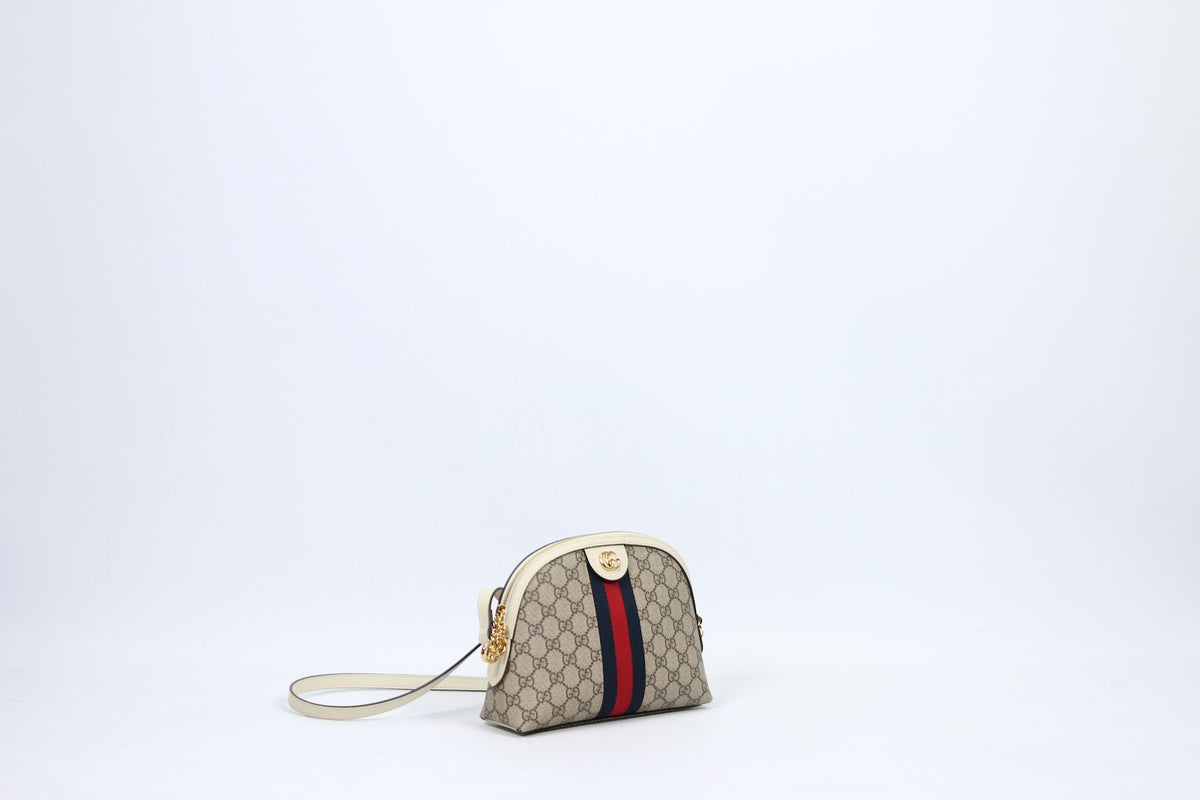 Gucci Ivory PVC Double G Web Stripe Ophidia ONE Crossbody Bag 499621