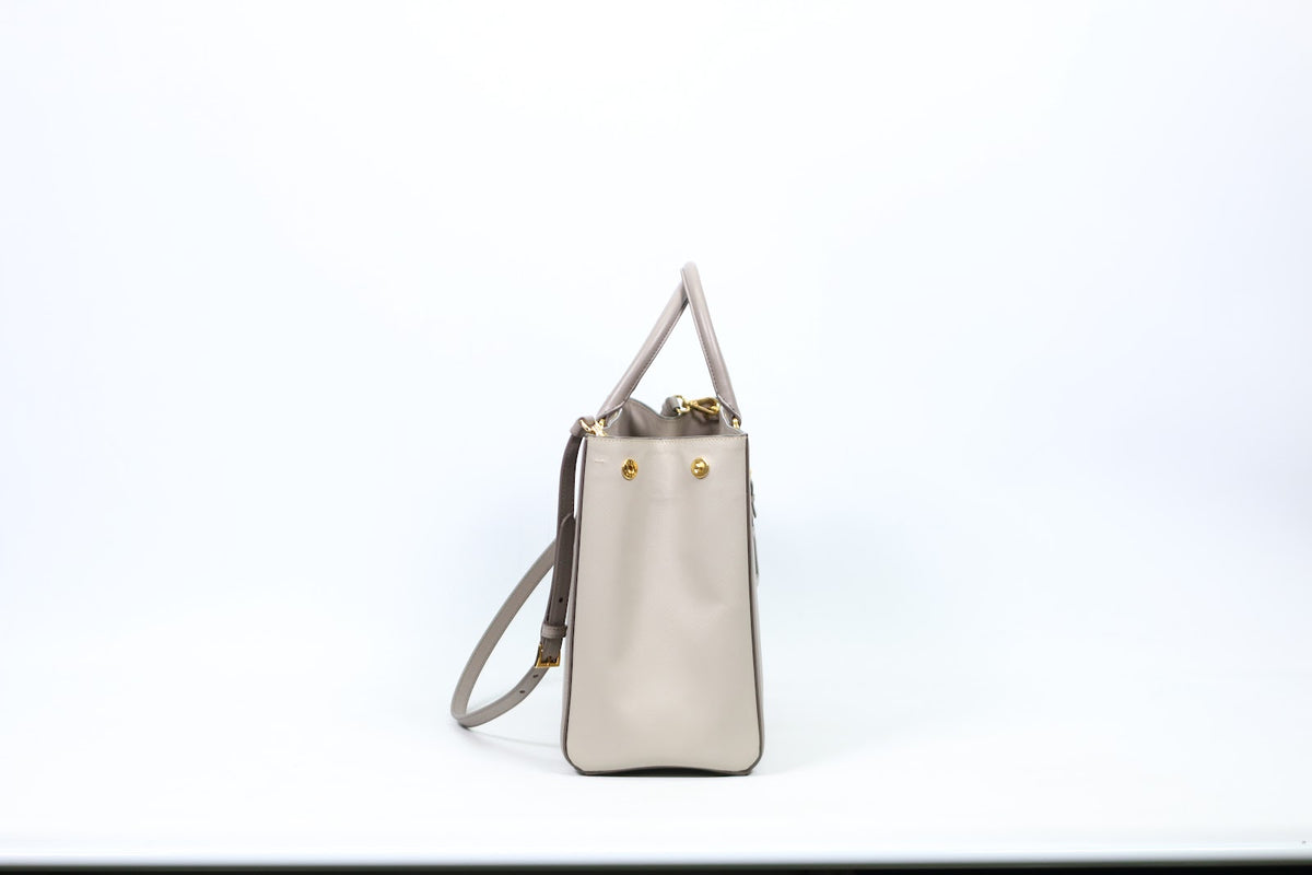 Prada Gray Leather Saffiano Lux Two-Tone ONE Shoulder Bag BN2438