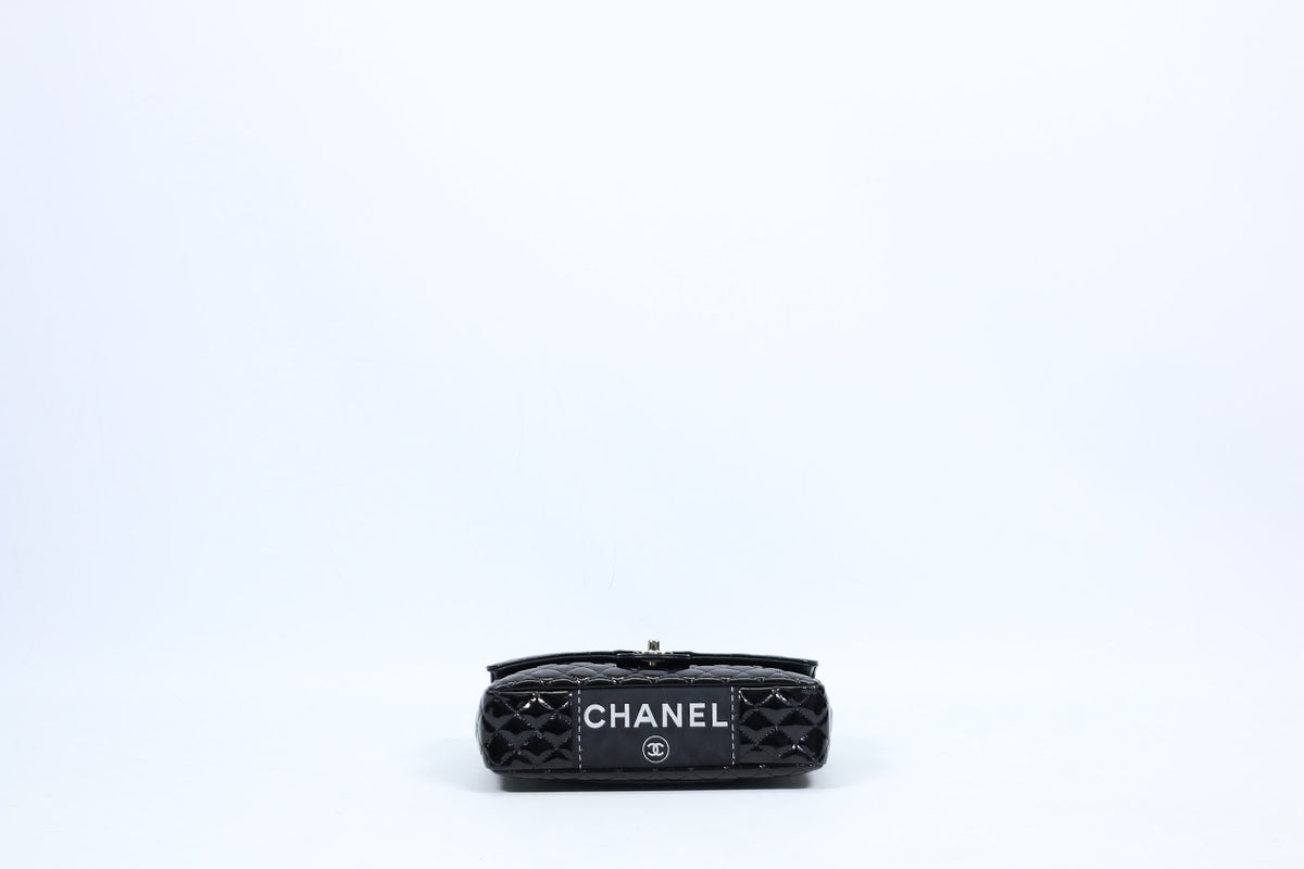 Chanel Black Leather Patent Secret Label Classic Flap ONE Shoulder Bag 11972443