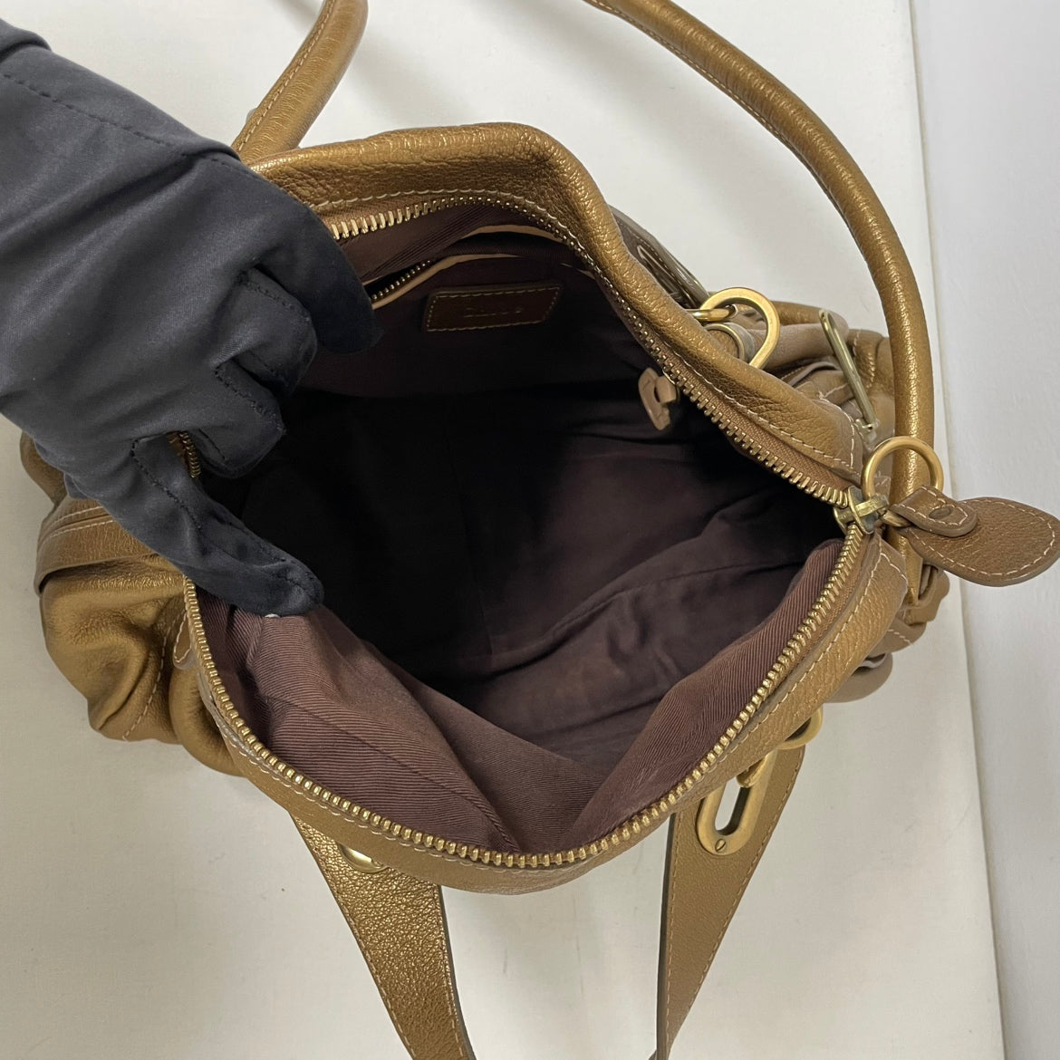 Chloé Gold Leather Paraty Medium Shoulder Bag 8HS891 (V322919)