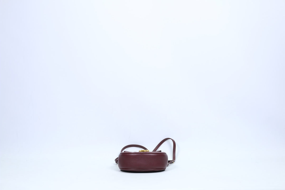 Chloé Wine Leather Gold Lock Detail Chain Drew Mini Shoulder Bag CHC18US107 (V3210911)