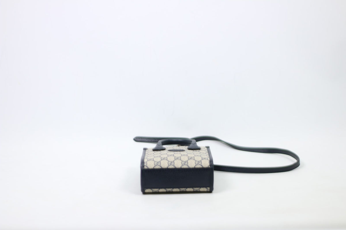 Gucci Navy PVC Canvas Interlocking G Mini Shoulder Bag 671623