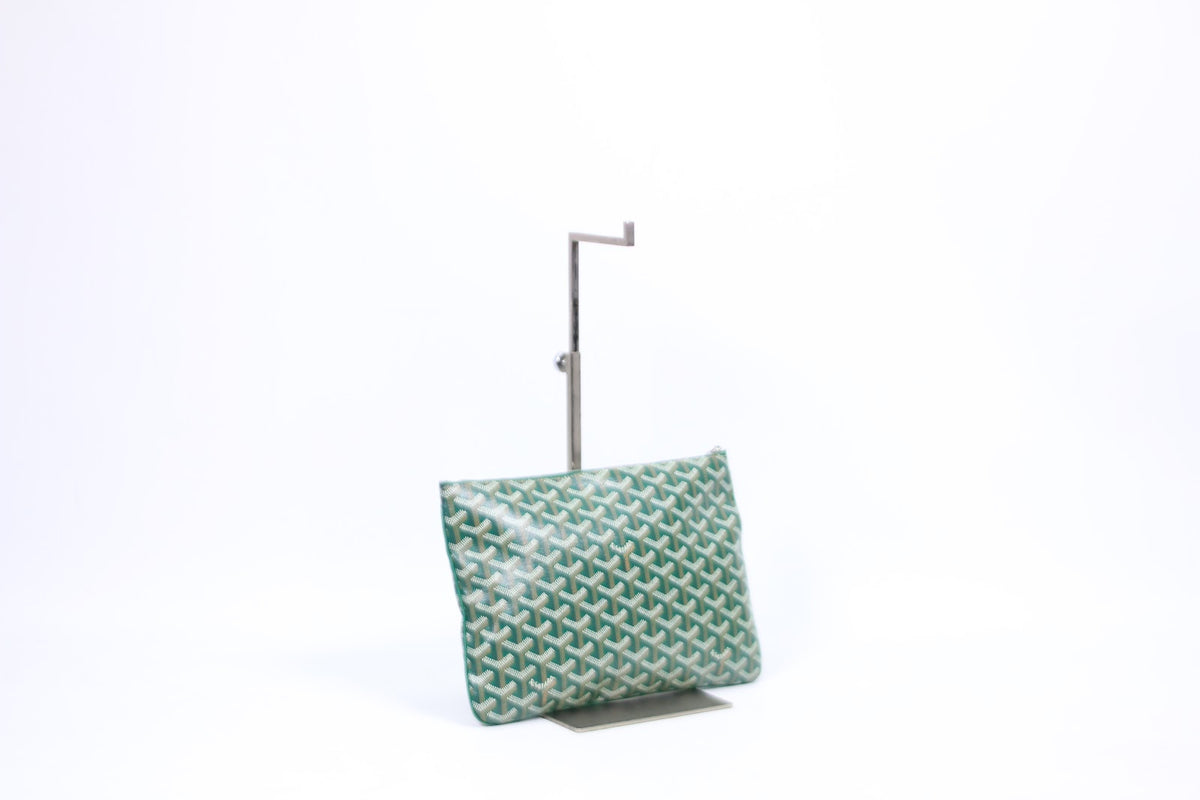 Goyard Green PVC Goyardine Sena MM Clutch (V7120825)