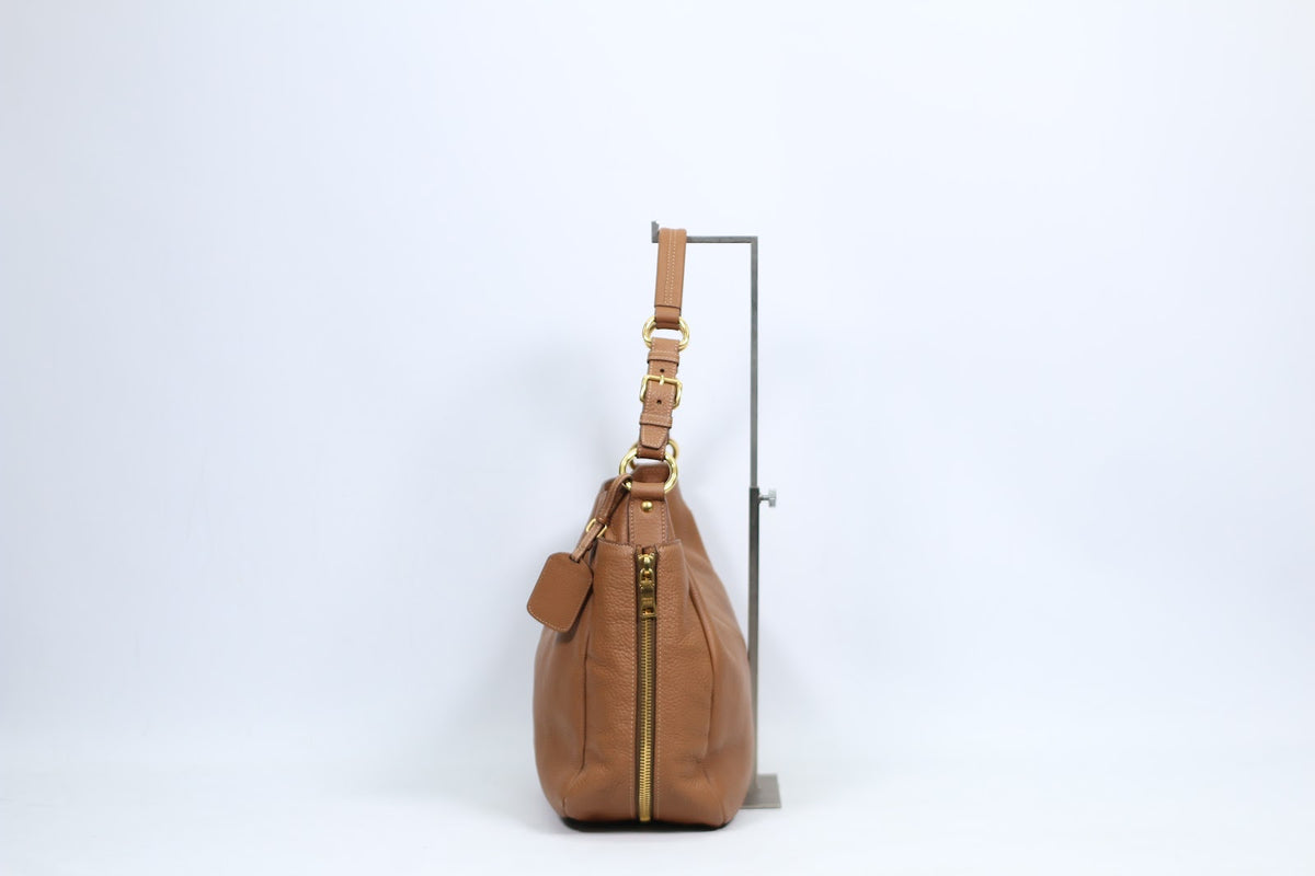 Prada Brown Vitello Daino Hobo ONE Shoulder Bag BR4863 (V167919)
