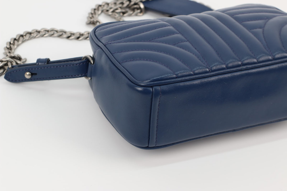 Prada Navy Leather Diagramme Mini Crossbody Bag 1BH084