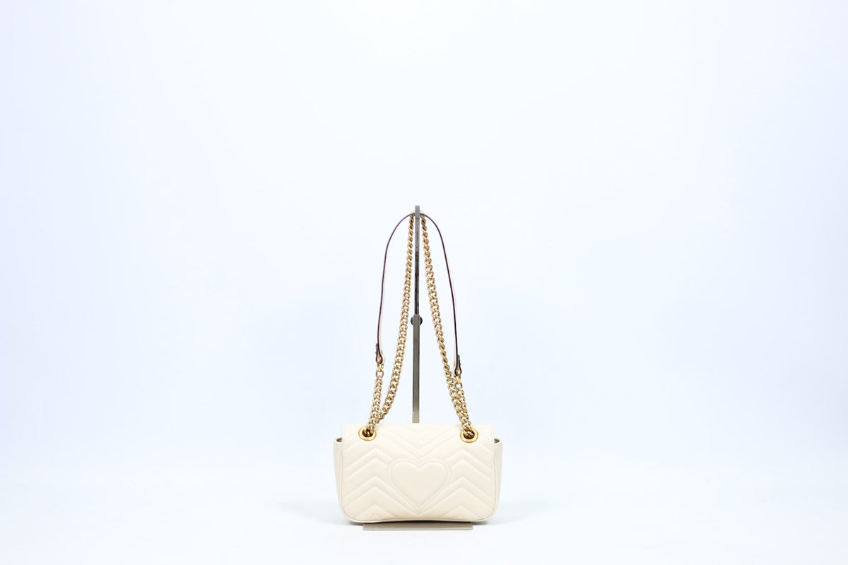 Gucci Ivory Leather GG Marmont Matelasse Mini Shoulder Bag 446744
