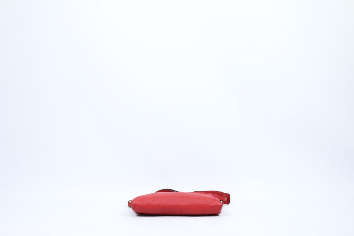 Prada Red Leather Gold Logo Detail Vitello Daino Square ONE Crossbody Bag 1BH050 (V165907)
