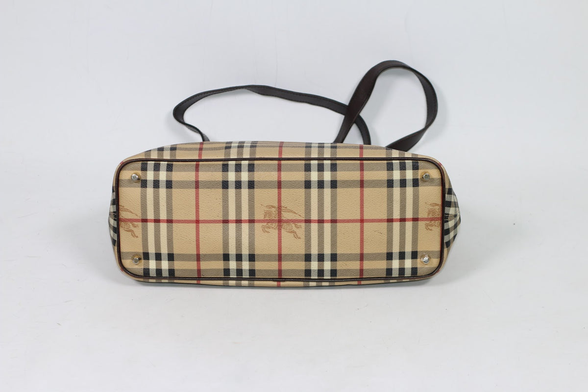 Burberry Brown PVC Haymarket Nova Check Hobo ONE Shoulder Bag 35310021 (V224731)