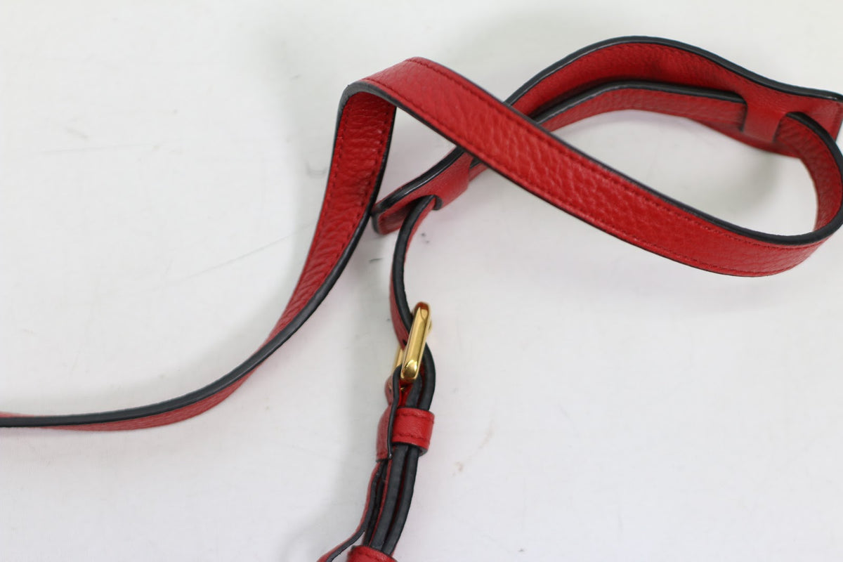 Prada Red Leather Gold Logo Detail Vitello Daino Square ONE Crossbody Bag 1BH050 (V165907)