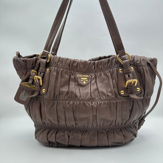 Prada Gathered Tote, Brown