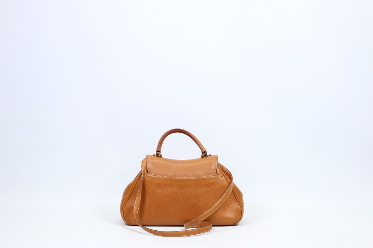Dior Brown Leather Calfskin Saddle Top Handle Satchel ONE Shoulder Bag BO E 0023 (V5210909)