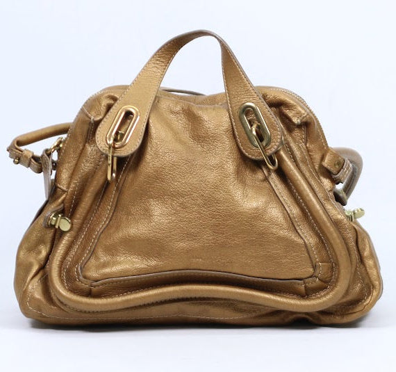 Chloé Gold Leather Paraty Medium Shoulder Bag 8HS891 (V322919)