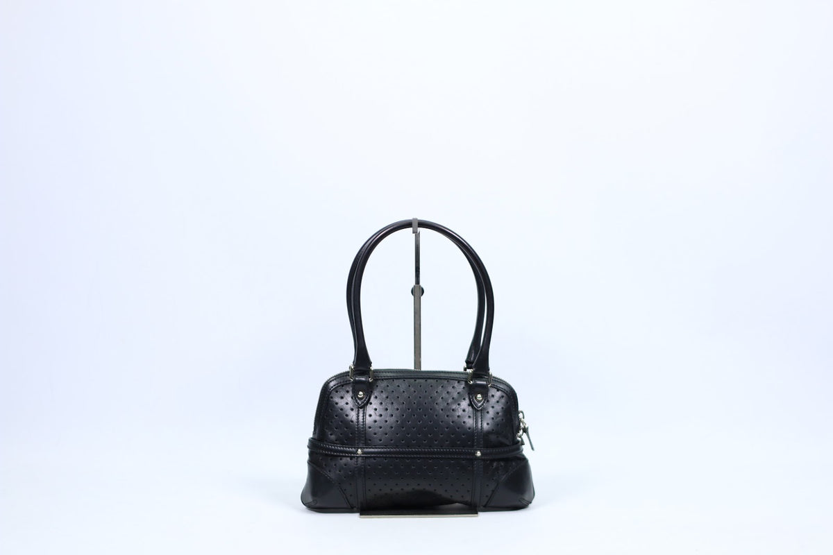 Gucci Black Leather Punched Silver Interlocking Perforated ONE Shoulder Bag 114882 (V7210917)
