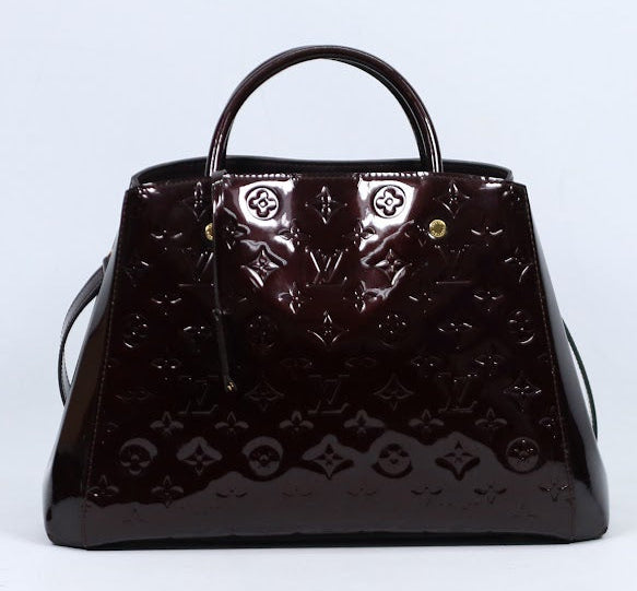 Louis Vuitton Brown Leather Vernis Patent Montaigne MM Shoulder Bag M50400