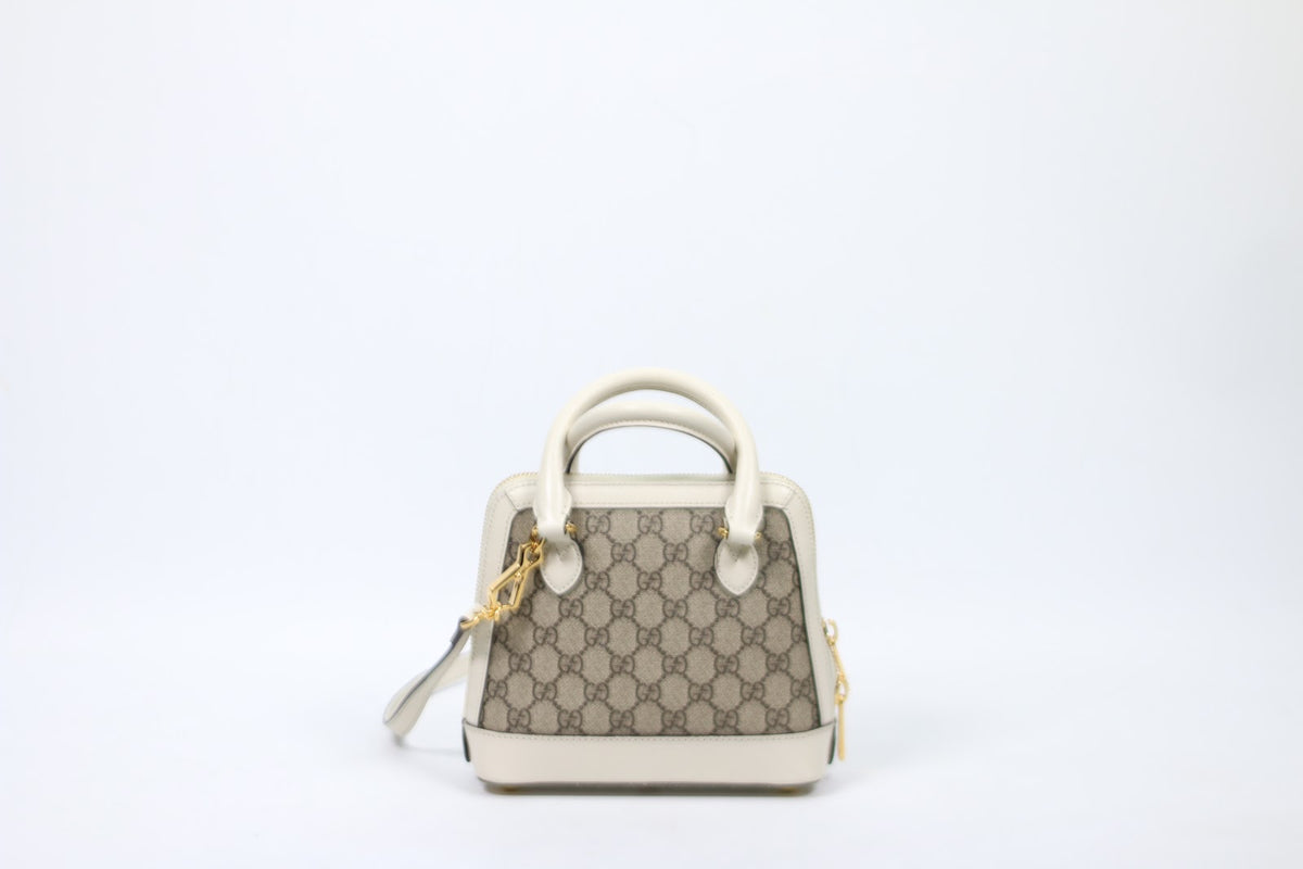 Gucci Ivory PVC GG Supreme Horsebit 1955 Mini Shoulder Bag 640716