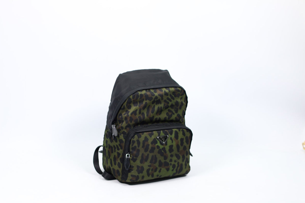 Prada Green Military Tessuto Leopard ONE Backpack 1BZ001