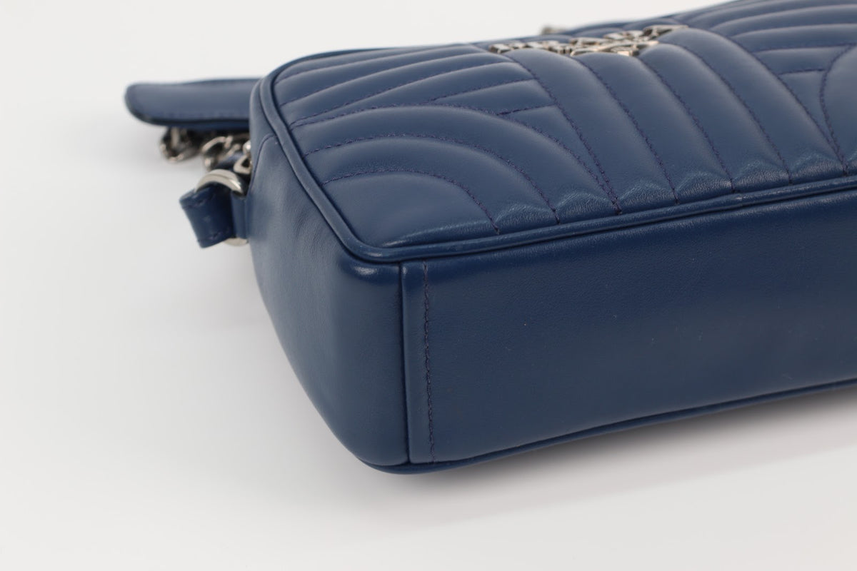 Prada Navy Leather Diagramme Mini Crossbody Bag 1BH084