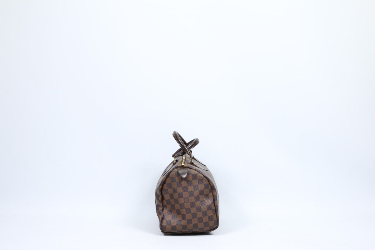 Louis Vuitton Brown PVC Damier Ebene Canvas Speedy 30 Tote Bag N41364 (V123916)