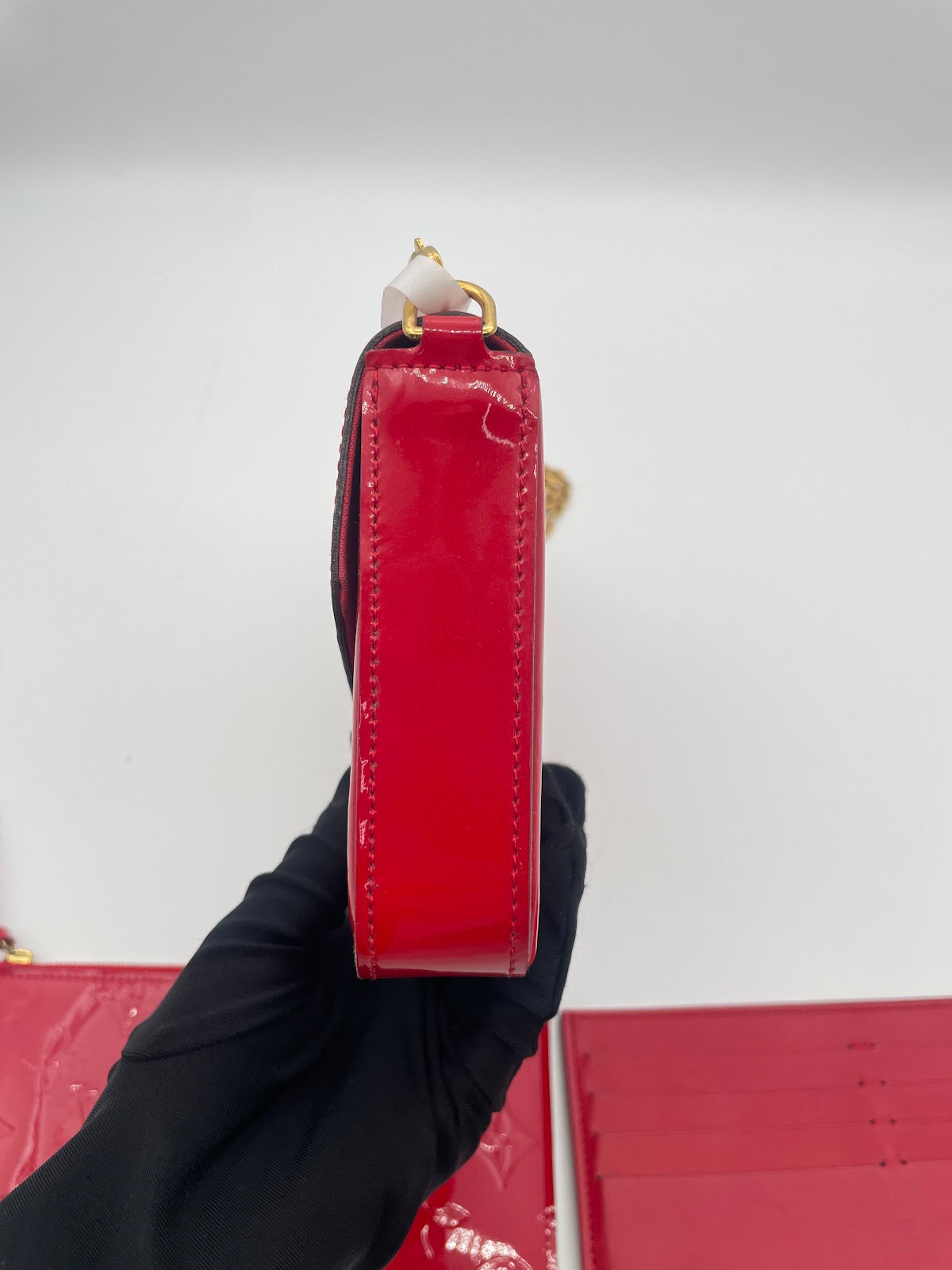 Louis Vuitton Felicie Patent Leather Chain Bag, Red