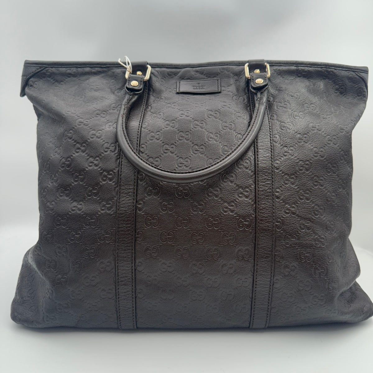 Gucci All-Leather Double G Monogram Top Handle Tote (LY1547)