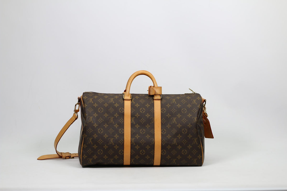 Louis Vuitton Brown PVC Monogram Canvas Keepall Bandouliere 45 Boston Shoulder Bag M41418