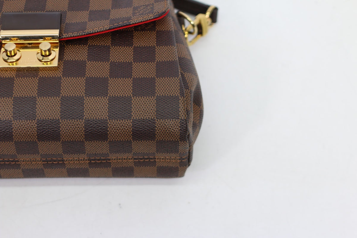 Louis Vuitton Brown PVC Damier Ebene Canvas Croisette ONE Shoulder Bag N53000 (V1240923)