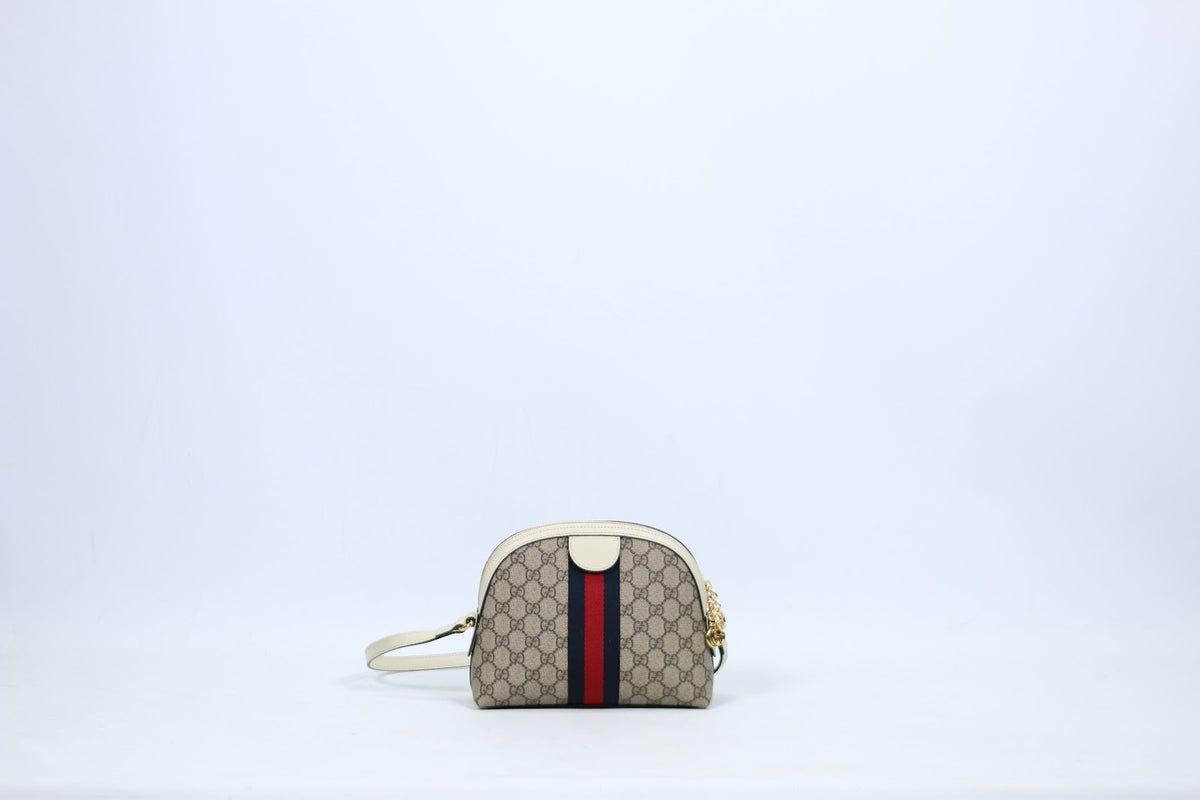 Gucci Ivory PVC Double G Web Stripe Ophidia ONE Crossbody Bag 499621