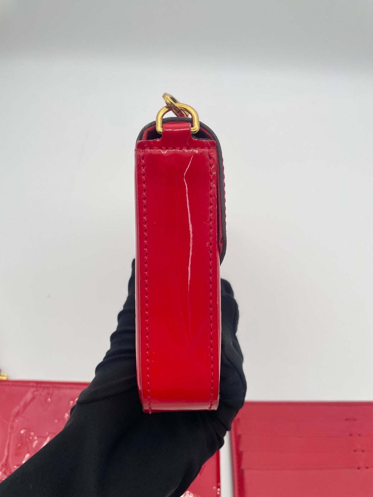 Louis Vuitton Felicie Patent Leather Chain Bag, Red