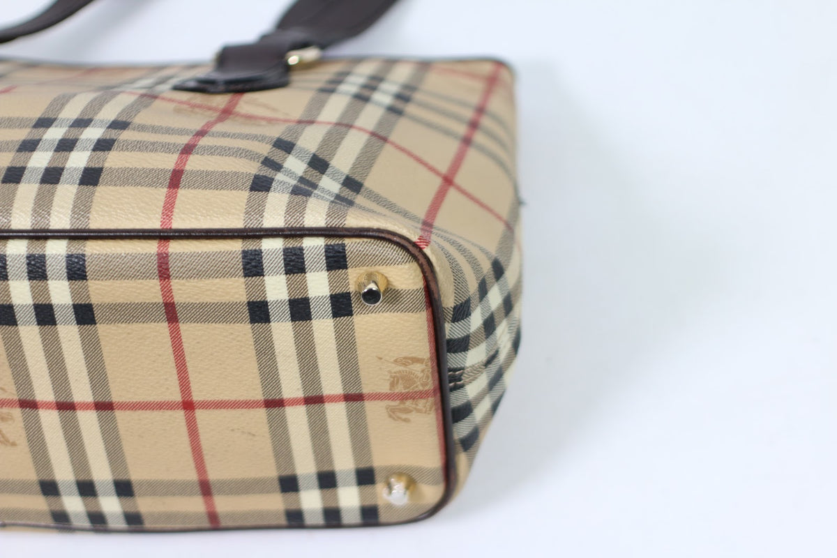 Burberry Brown PVC Haymarket Nova Check Hobo ONE Shoulder Bag 35310021 (V224731)