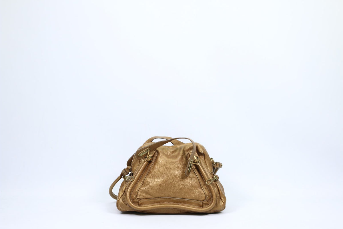 Chloé Gold Leather Paraty Medium Shoulder Bag 8HS891 (V322919)