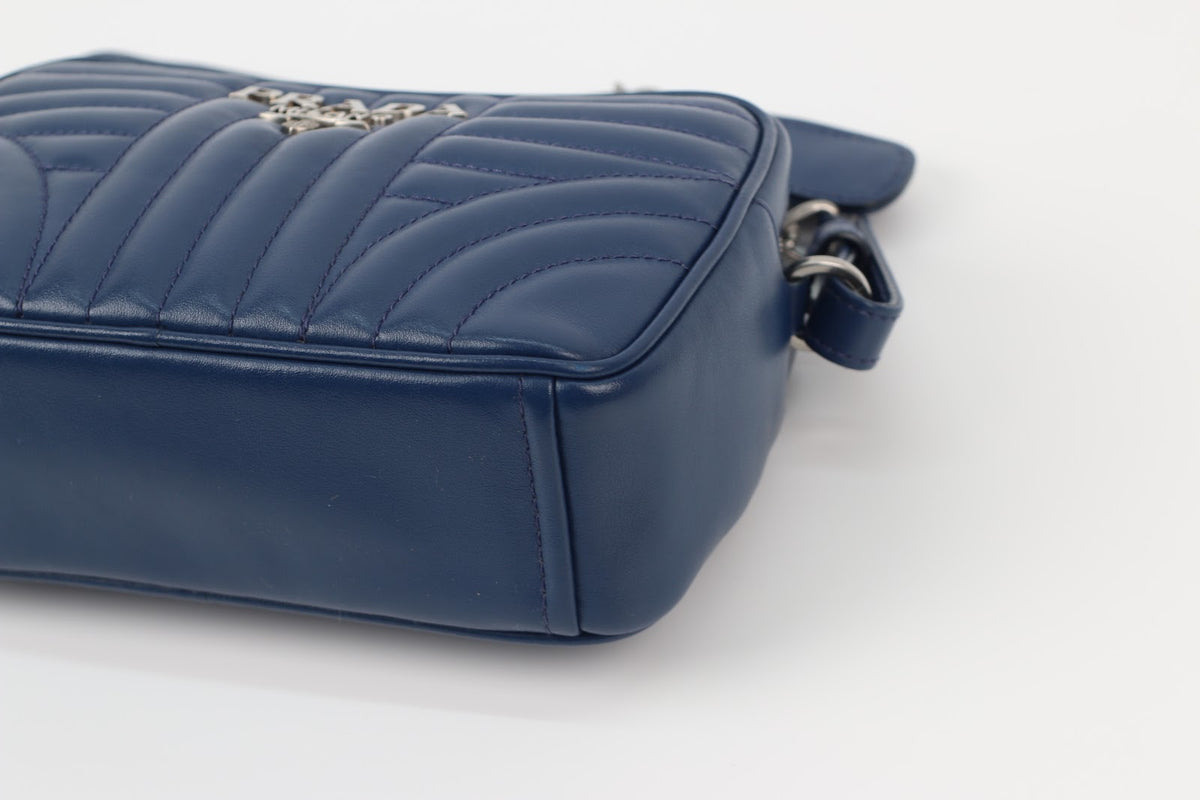 Prada Navy Leather Diagramme Mini Crossbody Bag 1BH084