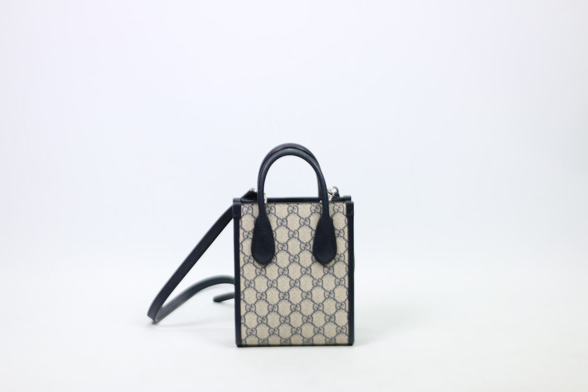 Gucci Navy PVC Canvas Interlocking G Mini Shoulder Bag 671623