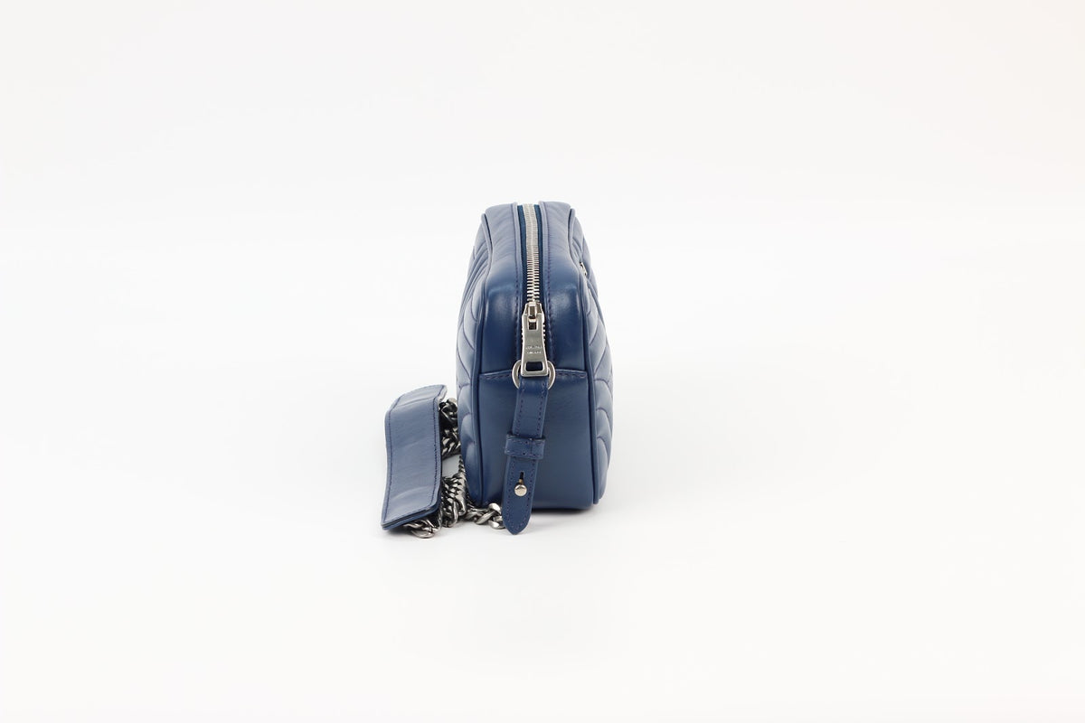 Prada Navy Leather Diagramme Mini Crossbody Bag 1BH084