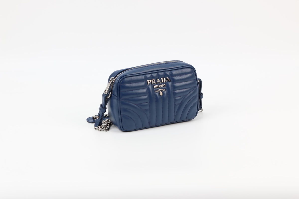 Prada Navy Leather Diagramme Mini Crossbody Bag 1BH084